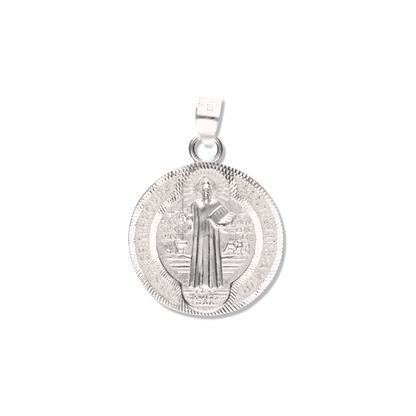 Medallón de San Benito diamantado de Plata 925
