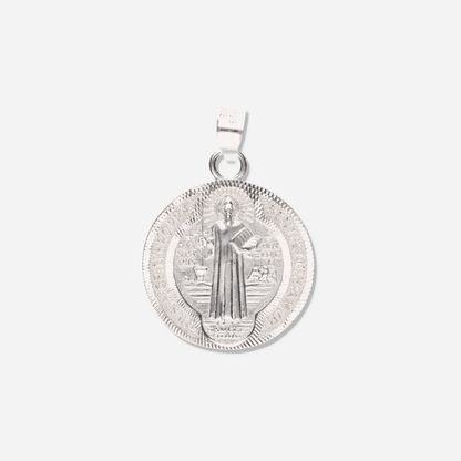Medallón de San Benito diamantado de Plata 925