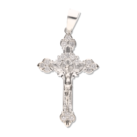 Cruz Ornamental Mini diamantada con Piedra de Plata 925