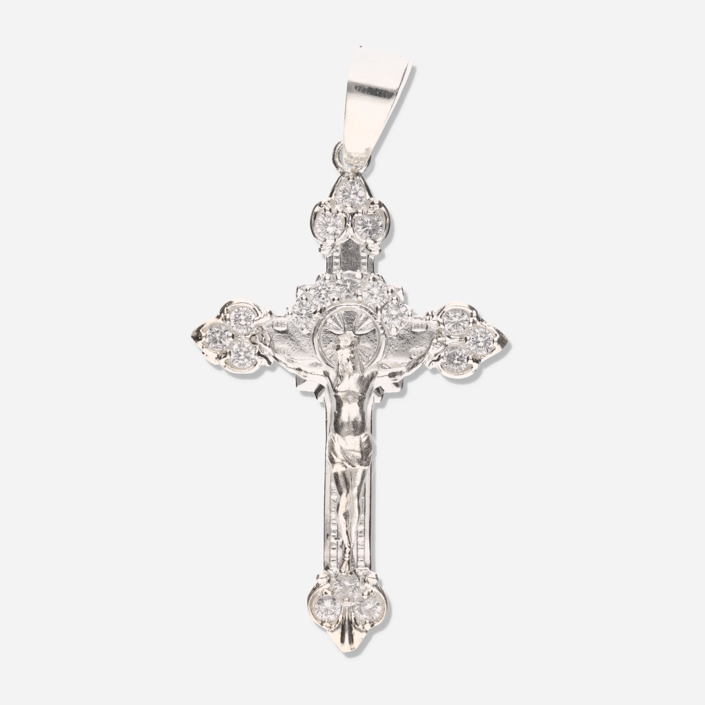 Cruz Ornamental Mini diamantada con Piedra de Plata 925
