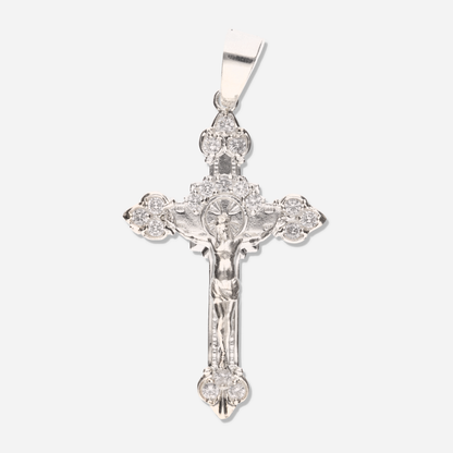 Cruz Ornamental Mini diamantada con Piedra de Plata 925