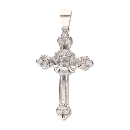 Cruz Ornamental Mini diamantada con Piedra de Plata 925