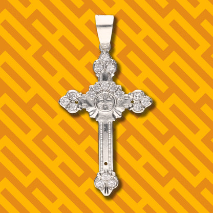 Cruz Ornamental Mini diamantada con Piedra de Plata 925