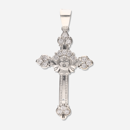 Cruz Ornamental Mini diamantada con Piedra de Plata 925