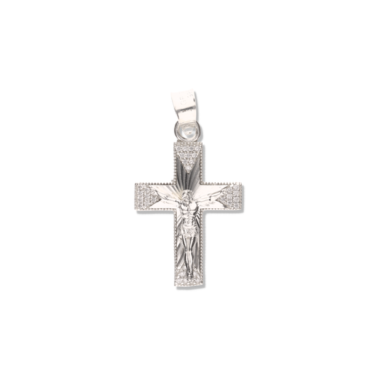 Cruz Espiral Diamantada Mini con Piedra de Plata 925