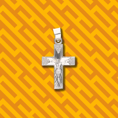 Cruz Espiral Diamantada Mini con Piedra de Plata 925