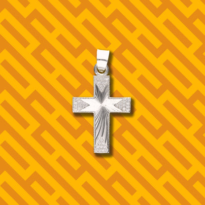Cruz Espiral Diamantada Mini con Piedra de Plata 925