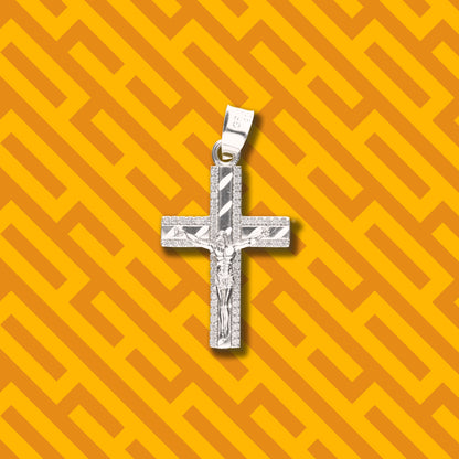 Cruz Espiga Diamantada Mini con Piedra de Plata 925