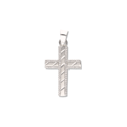 Cruz Espiga Diamantada Mini con Piedra de Plata 925
