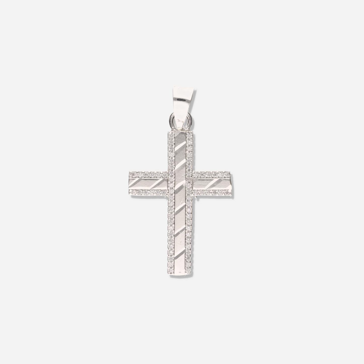 Cruz Espiga Diamantada Mini con Piedra de Plata 925