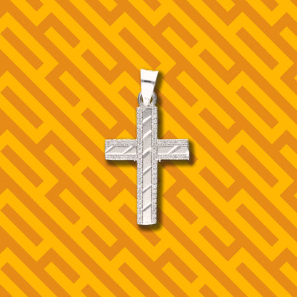 Cruz Espiga Diamantada Mini con Piedra de Plata 925