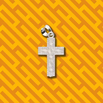 Cruz Ondas Diamantada Mini con Piedra de Plata 925