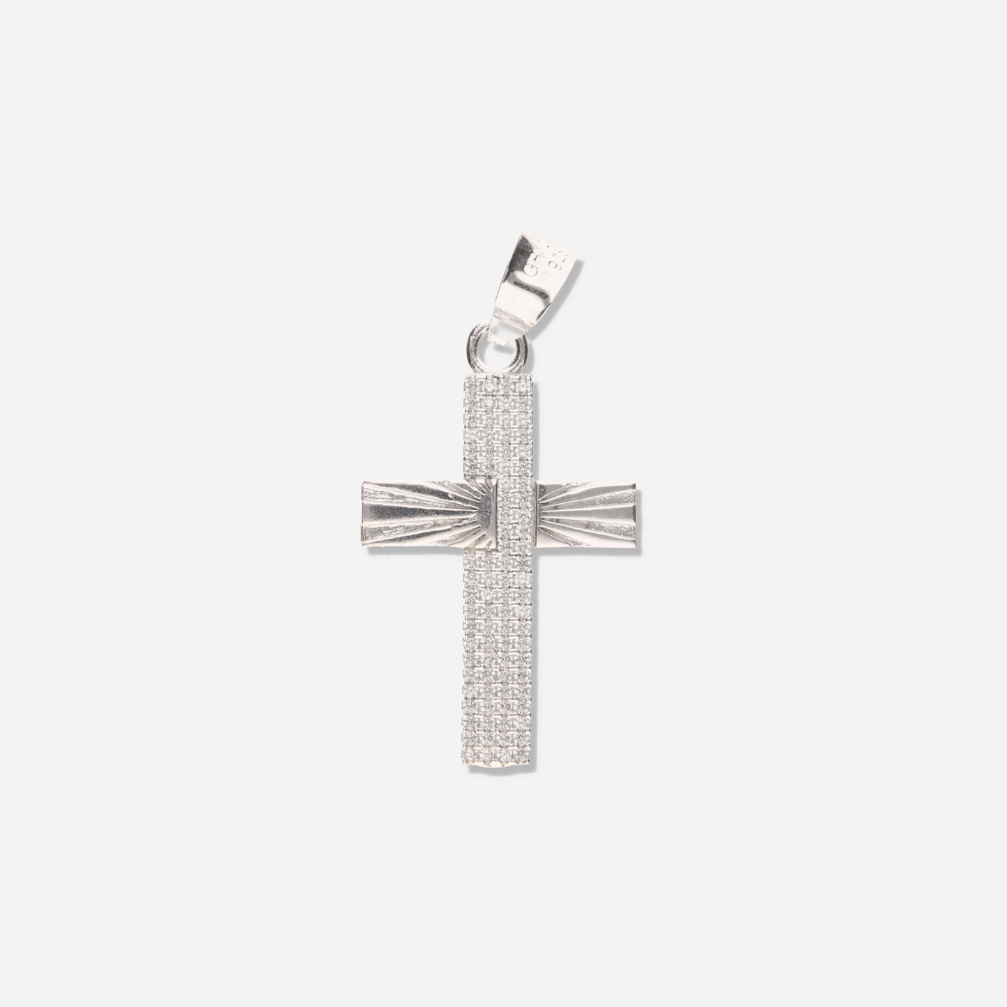 Cruz Solar Diamantada Mini con Piedra de Plata 925