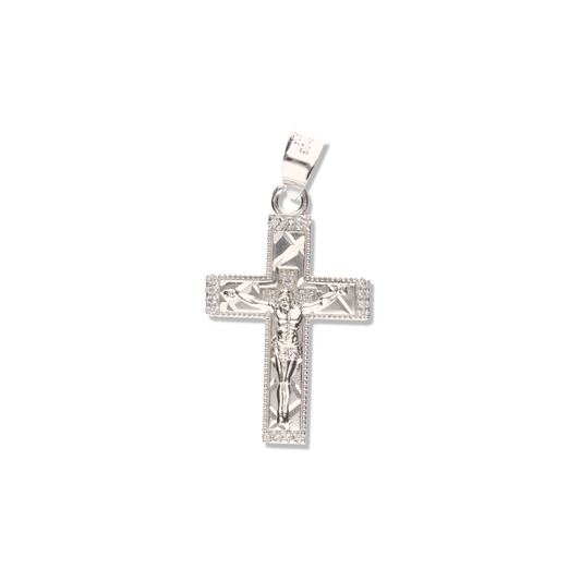 Cruz Doble Diamantada Mini con Piedra de Plata 925