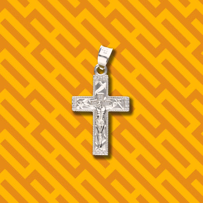 Cruz Doble Diamantada Mini con Piedra de Plata 925