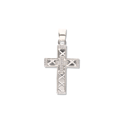 Cruz Doble Diamantada Mini con Piedra de Plata 925