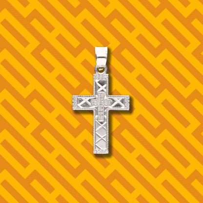 Cruz Doble Diamantada Mini con Piedra de Plata 925