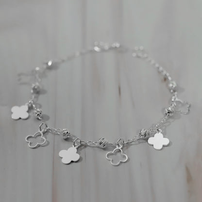 Pulsera de Tréboles con Bola Slash de Plata 925