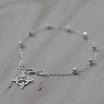 Pulsera de Nudo de Bruja con Bola Moon Cut de Plata 925