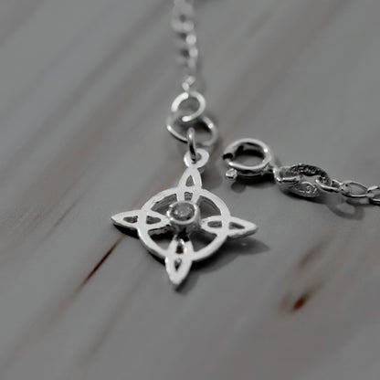 Pulsera de Nudo de Bruja con Bola Moon Cut de Plata 925