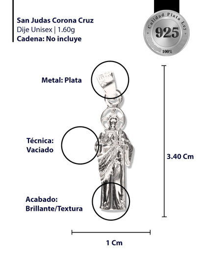 San Judas Corona Cruz de Plata 925