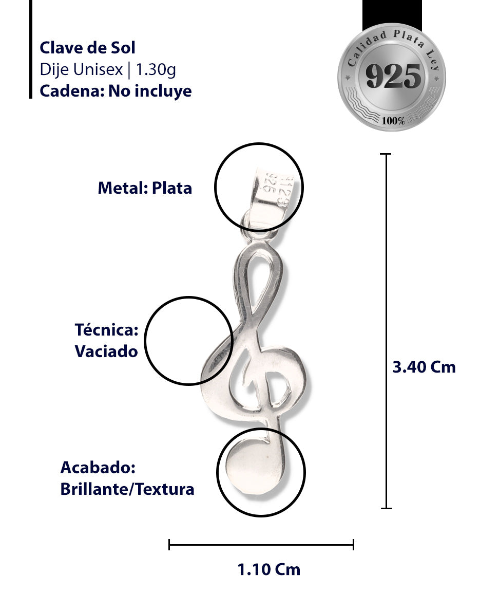 Clave de Sol de Plata 925