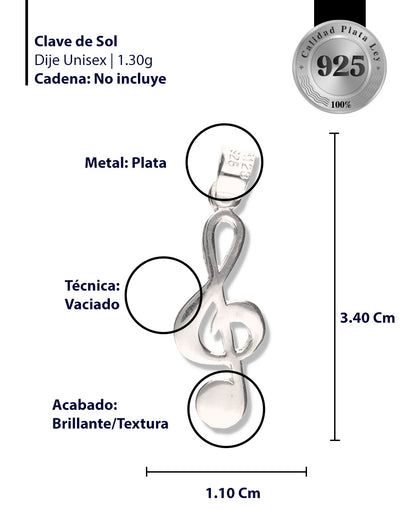 Clave de Sol de Plata 925