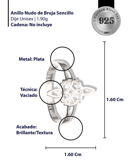 Anillo Nudo de Bruja Sencillo de Plata 925