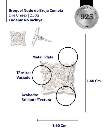 Broquel Nudo de Bruja Cometa de Plata 925