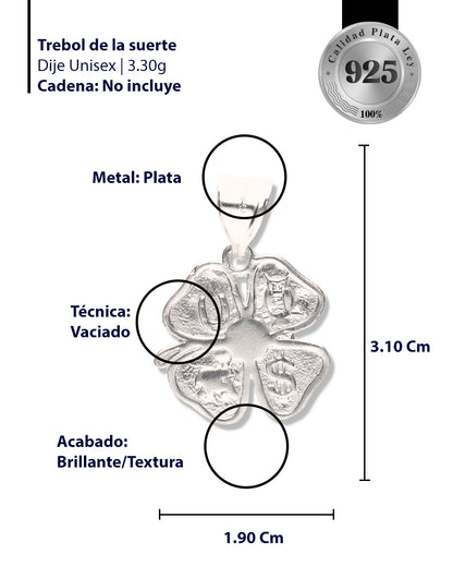 Trebol de la Suerte de Plata 925