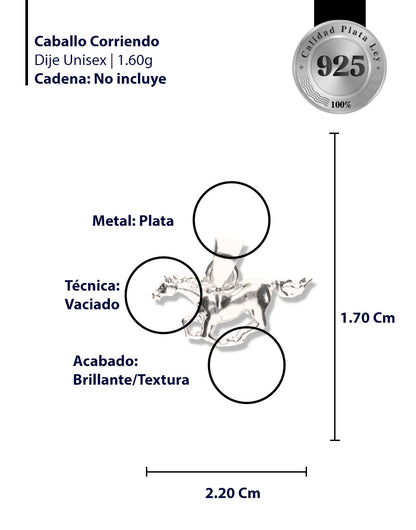 Caballo Corriendo de Plata 925