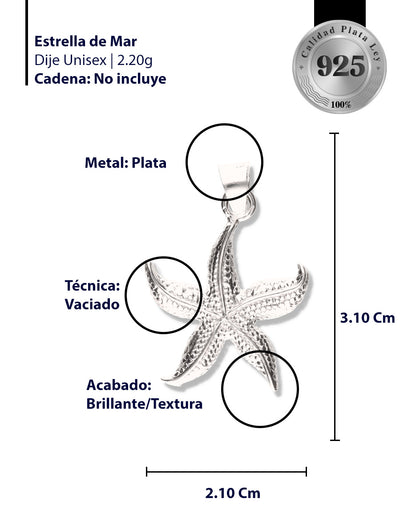 Estrella de Mar Grande de Plata 925