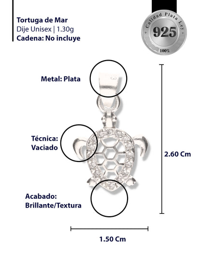 Tortuga de Mar con Piedra de Plata 925