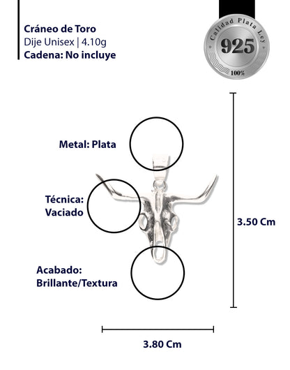 Cráneo de Toro de Plata 925