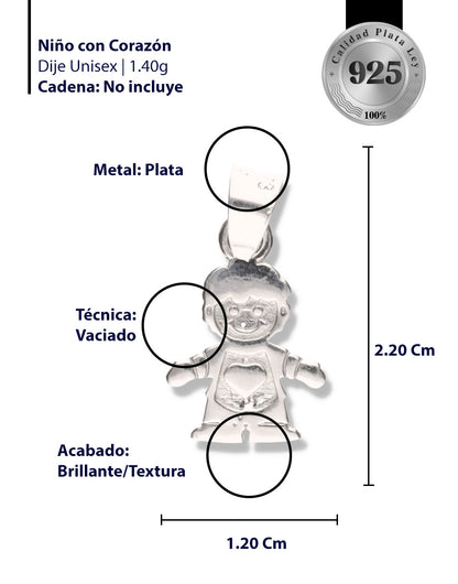 Niño con Corazón de Plata 925