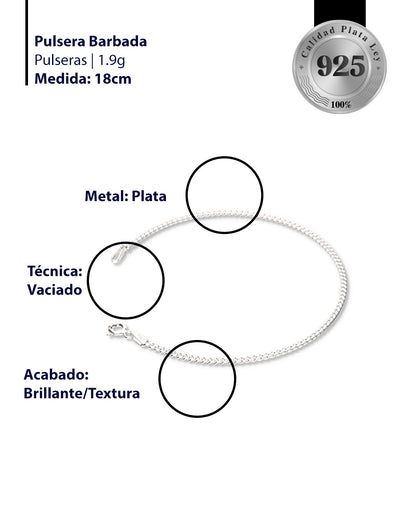 Pulsera Barbada de Plata 925