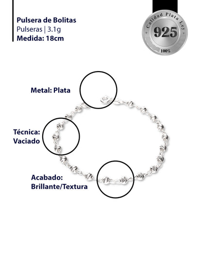 Pulsera Bola Slash de Plata 925