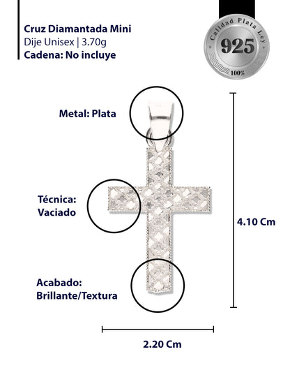 Cruz Rombos Diamantada Mini de Plata 925