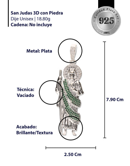 San Judas 3D con Manto con Piedra de Plata 925