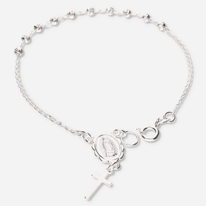 Decenario de la Virgen de Guadalupe con Bola Moon Cut de Plata 925