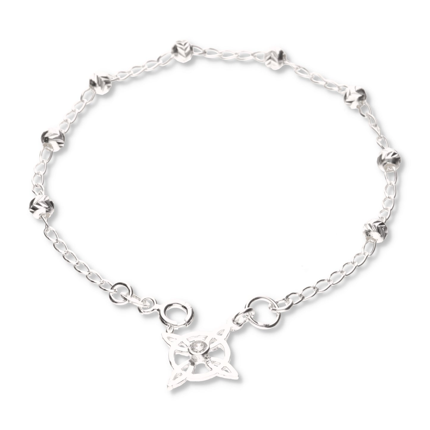 Pulsera de Nudo de Bruja con Bola Moon Cut de Plata 925