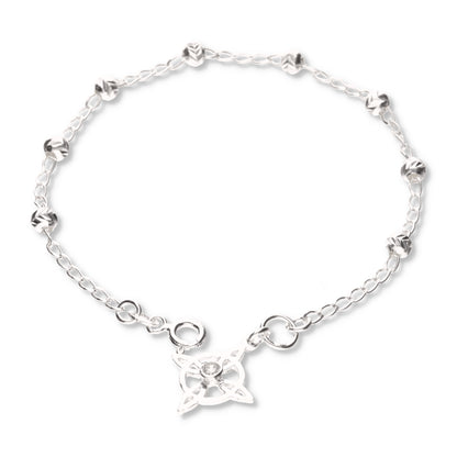 Pulsera de Nudo de Bruja con Bola Moon Cut de Plata 925