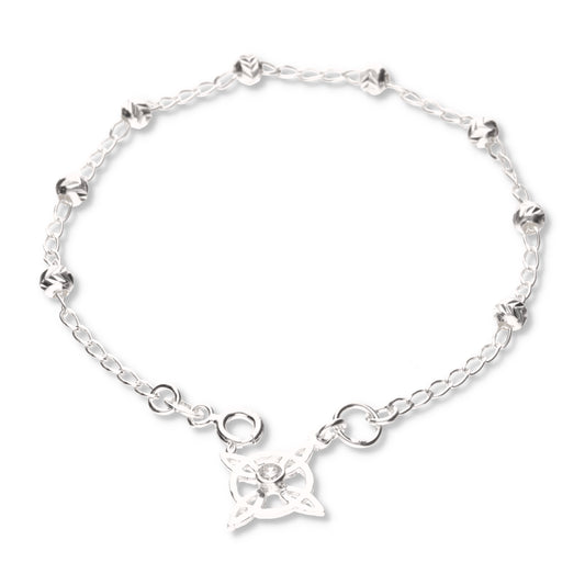 Pulsera de Nudo de Bruja con Bola Moon Cut de Plata 925