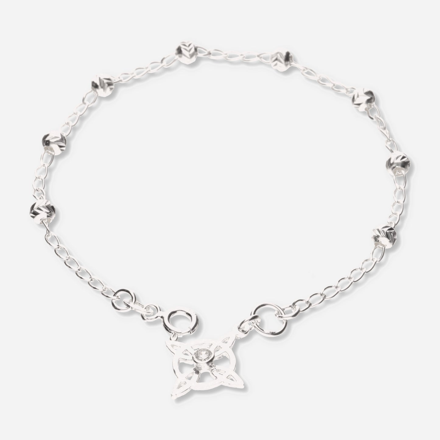 Pulsera de Nudo de Bruja con Bola Moon Cut de Plata 925
