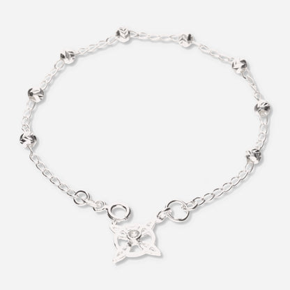 Pulsera de Nudo de Bruja con Bola Moon Cut de Plata 925