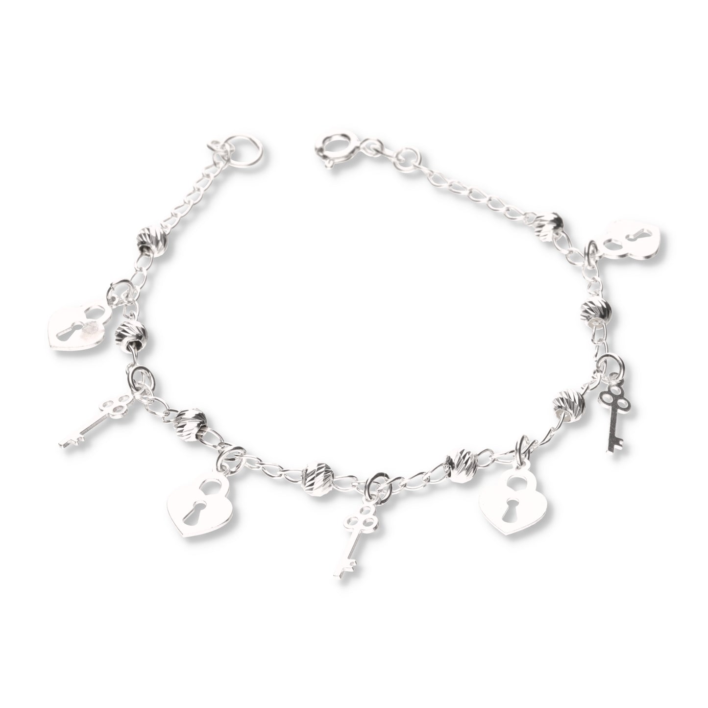 Pulsera de Candado Corazón con Bola Slash de Plata 925