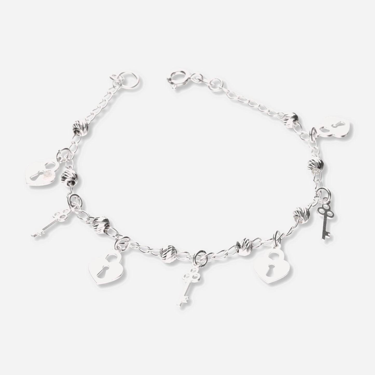 Pulsera de Candado Corazón con Bola Slash de Plata 925