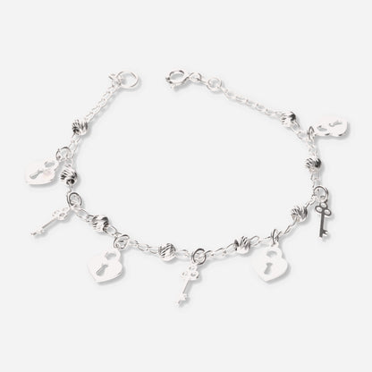 Pulsera de Candado Corazón con Bola Slash de Plata 925