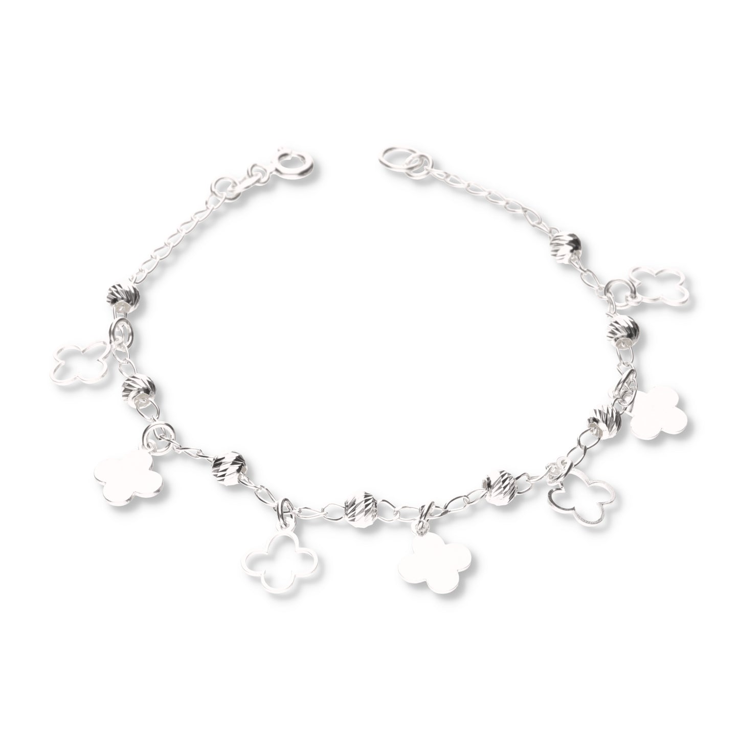 Pulsera de Tréboles con Bola Slash de Plata 925