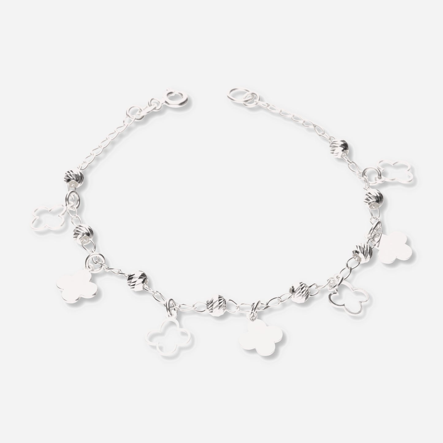Pulsera de Tréboles con Bola Slash de Plata 925
